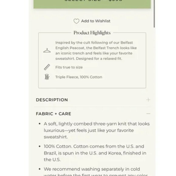 NEW Frank & Eileen Belfast Trench Coat Black Triple Fleece | Size M - Picture 7 of 13